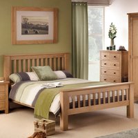 Amsterdam - Double - Solid Oak Wooden Bed Frame - High Foot End - Double - Happy Beds