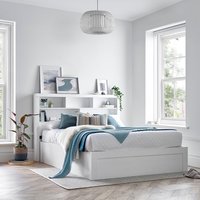 Arizona - King Size - Bookcase Ottoman Storage Bed - White - Wooden - 5ft - Happy Beds