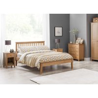 Salerno King Size Oak Finish Wooden Bed Frame - Low Foot End - 5ft - Happy Beds