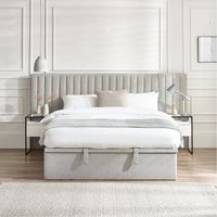 Paige - Super King - Ottoman Storage Hotel Bed - Stone Grey - Fabric - 6ft - Happy Beds