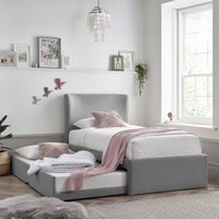 Una - Single - Guest Bed with Trundle - Grey - Fabric - 3ft - Happy Beds
