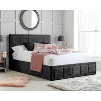 Hannover - King Size - Ottoman Bed - Black - Velvet - 5ft - Happy Beds