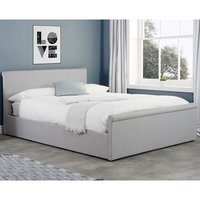 Stratus - King Size - Sleigh Ottoman Bed - Grey - Fabric - 5ft - Happy Beds