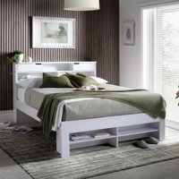 Fabio - King Size - Bookcase Storage Bed - White - Wood - 5ft - Happy Beds