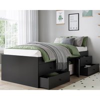 Arctic - Single - 4-Drawer Storage Cabin Bed - Black - Wooden - 3ft - Happy Beds