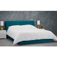 LPD Berlin Velvet Ottoman Bed Frame, King Size, Silver
