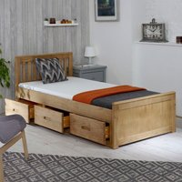 Mission - KIng - Storage Bed - Waxed Pine - Wood - 5ft - Happy Beds